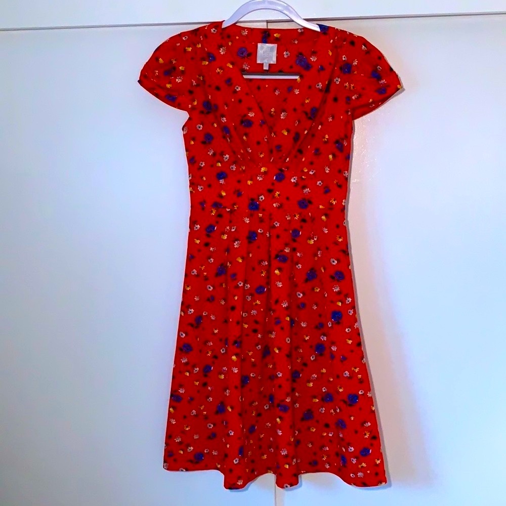 Anthropologie red‎ floral dress